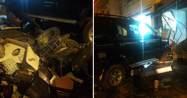 Đơn Dương: Ô tô 7 chỗ cán nát 6 xe gắn máy, húc sập tường nhà dân