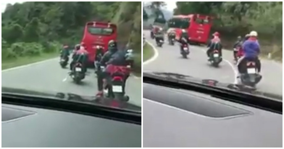 Phượt thủ “dàn trận” vượt ô tô tại khúc cua gấp trên đèo Bảo Lộc