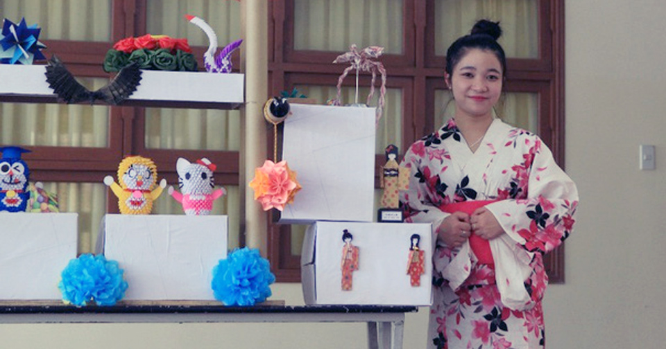 Sinh viên Đà Lạt thích thú với trang phục truyền thống Nhật Bản