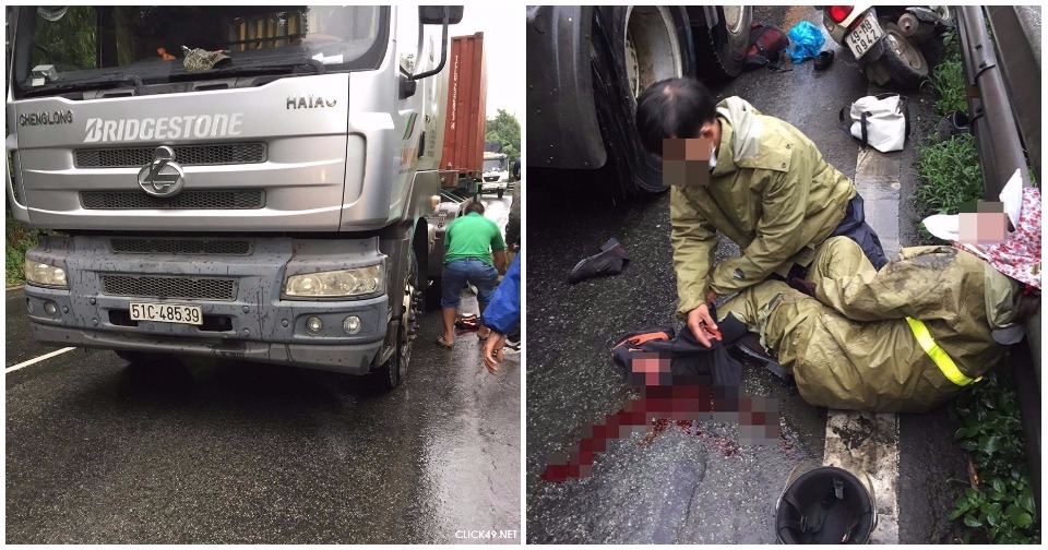 Xe Container vượt ẩu, cán qua chân người phụ nữ trên đèo Bảo Lộc