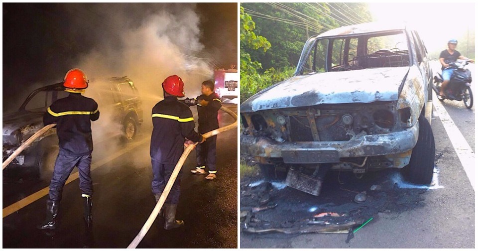 Lâm Đồng: Chở vợ đi sinh, xe ô tô bất ngờ bốc cháy trong đêm khuya
