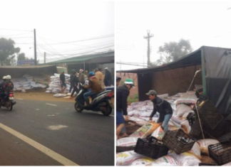 Di Linh: Nhiều người dân giúp xe tải gặp tai nạn trên QL 20