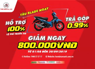 Giảm ngay 800.000đ và hỗ trợ 100% lệ phí trước bạ khi mua xe Honda Blade 110 tại Hệ thống HEAD Tâm Anh