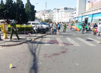 Khám nghiệm hiện trường vụ cố ý gây thương tích tại khu Hòa Bình Đà Lạt