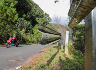 Đà Lạt: Trên 100 bu lông, tấm đệm hộ lan đường vào hồ Tuyền Lâm bị tháo trộm