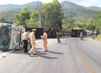 Tai nạn liên hoàn trên đèo Bảo Lộc, 4 người bị thương