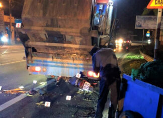 Bảo Lộc: Xe máy chui vào gầm xe chở rác, 2 người may mắn thoát chết