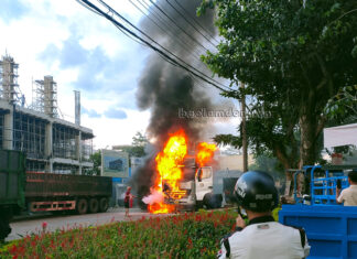 Bảo Lộc: Xe đầu kéo đang đậu bị cháy trơ khung