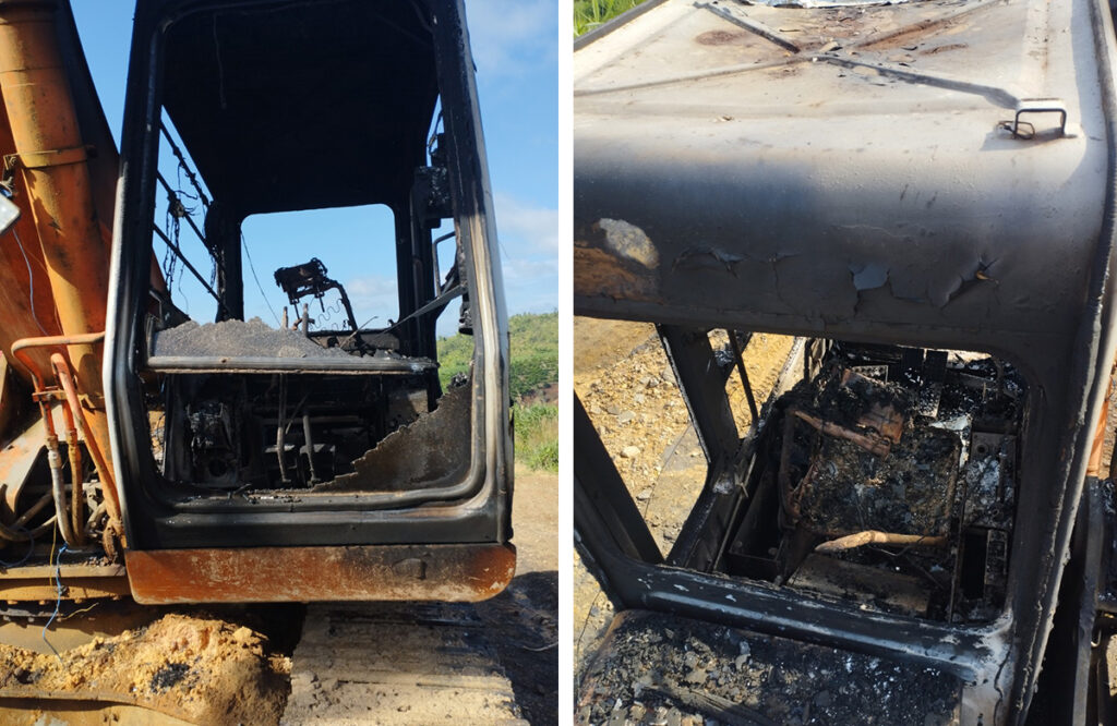 Lâm Đồng: Điều tra, làm rõ nguyên nhân 2 xe máy xúc cháy trơ khung