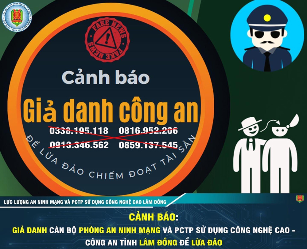 Cảnh báo giả danh cán bộ Phòng An ninh mạng Công an tỉnh Lâm Đồng